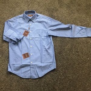 Blue pinstriped dress shirt